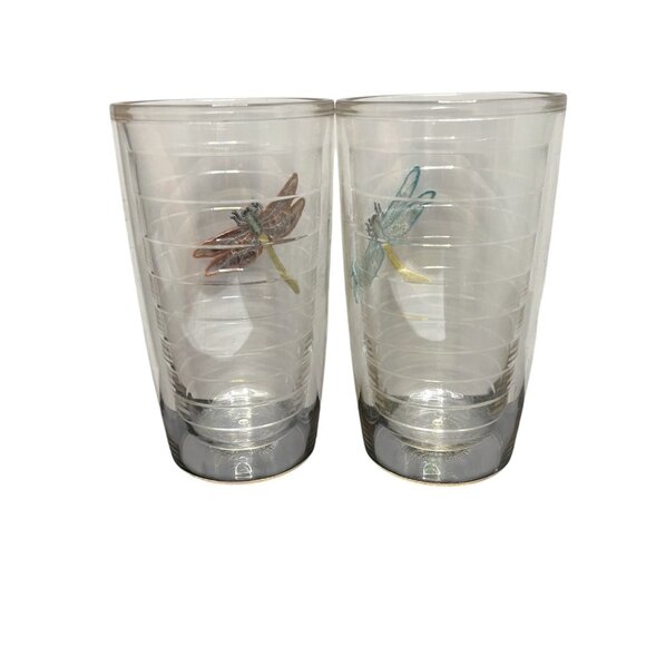 Tervis Dragonfly Embroidery Patch Tumbler Clear Insulated 16 oz No Lids Set of 2 - Picture 4 of 4